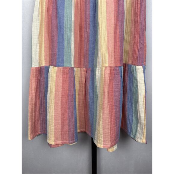Marine Layer Corinne Maxi Skirt Women's Medium Tiered Rainbow Gauze Pull On Boho - Picture 6 of 11